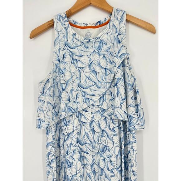 Tory Burch Kaley Dress Ellora Pima Cotton White Blue Shell Nautical Preppy M - Picture 3 of 9